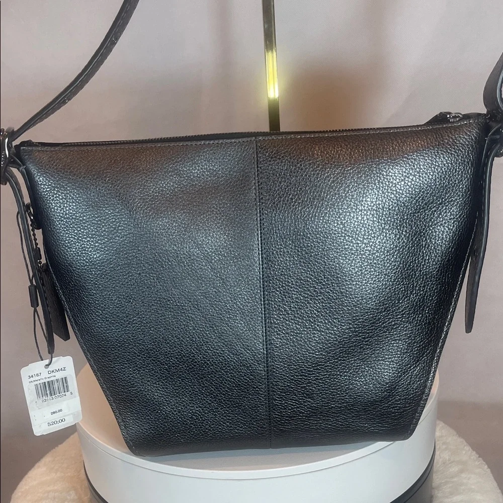 Elegant Gray Leather COACH Shoulder Bag . - Picture 6 of 12